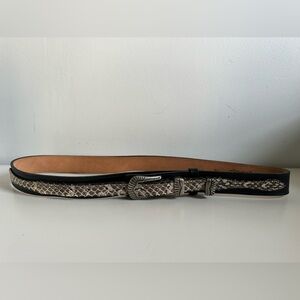 Dingo Black White Snakeskin Leather Belt Size 34 Women’s American Made Western